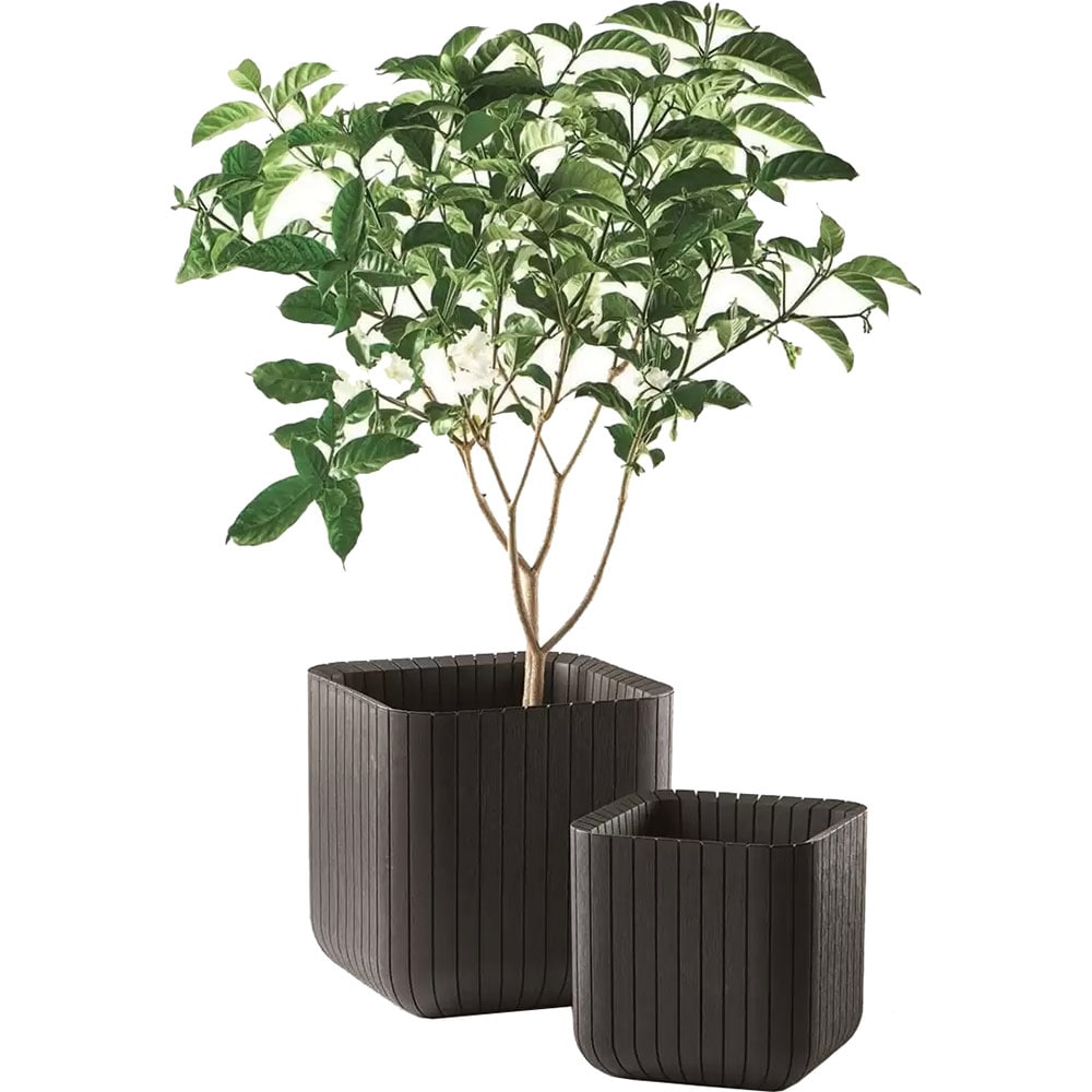 Ghiveci flori KETER Cube, polipropilena, 29.7 x 29.7 x 29.5 cm, maro