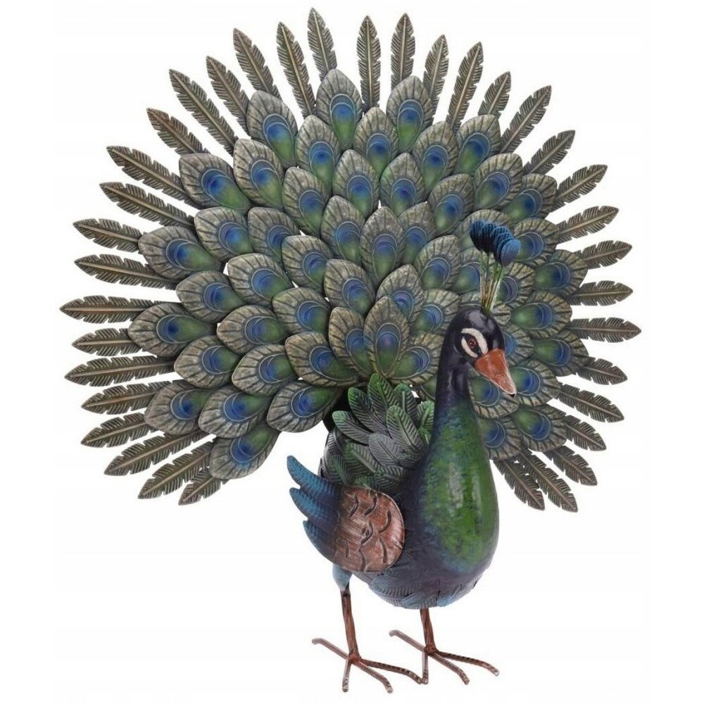 Decoratiune gradina Paun, 30 x 65 x 63 cm, multicolor