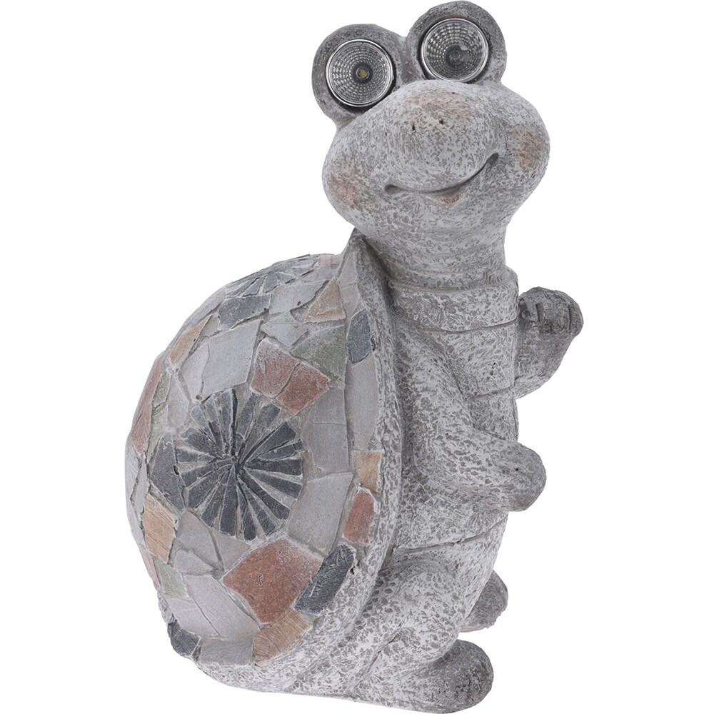 Decoratiune gradina Testoasa, incarcare solara, 25 x 21 x 36.5 cm, gri