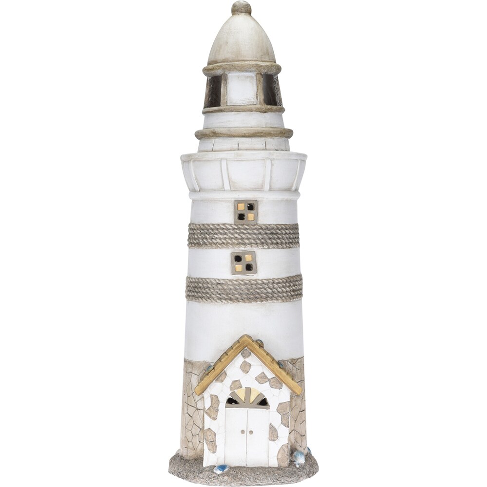 Decoratiune gradina Far, incarcare solara, 31 x 28 x 89 cm, gri