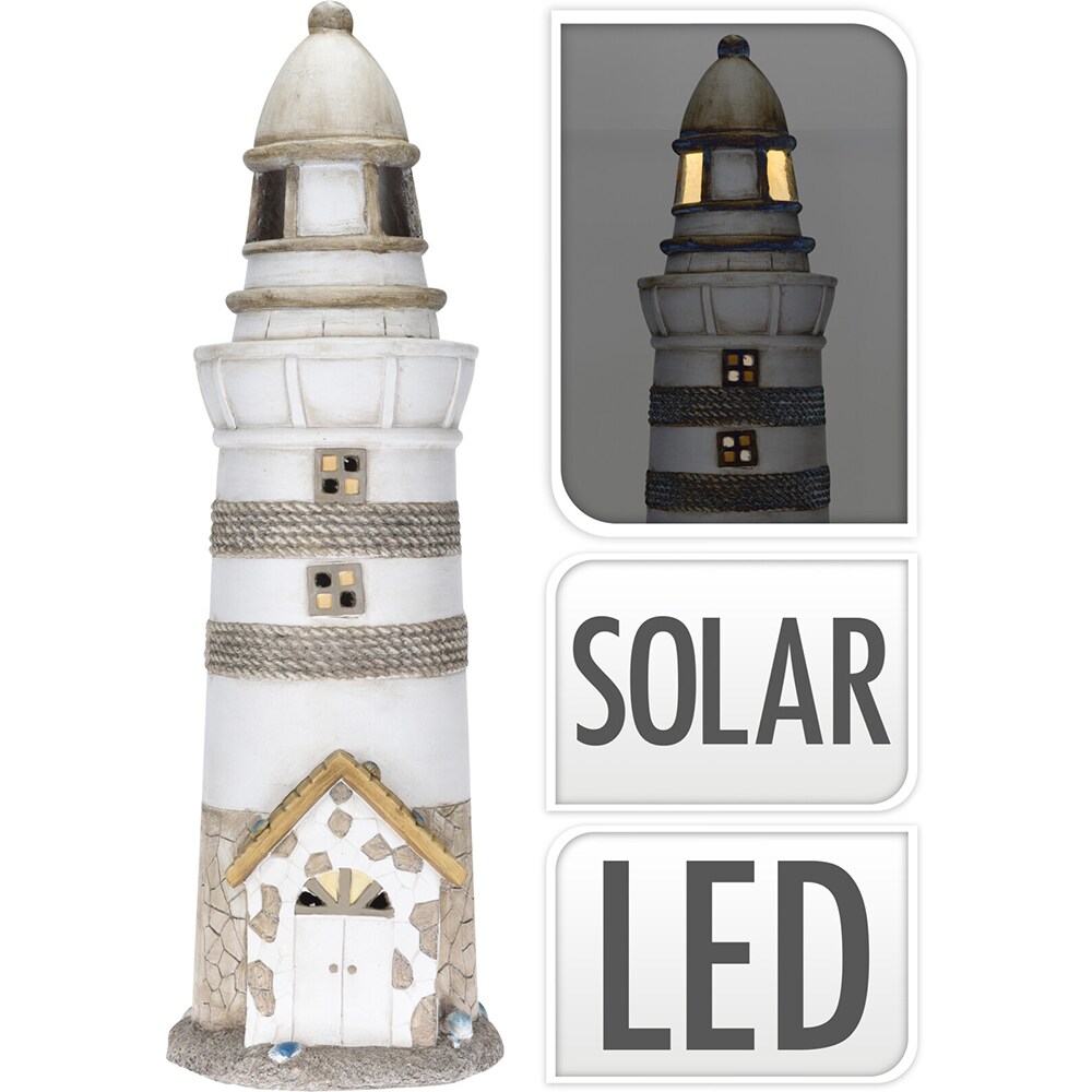 Decoratiune gradina Far, incarcare solara, 31 x 28 x 89 cm, gri