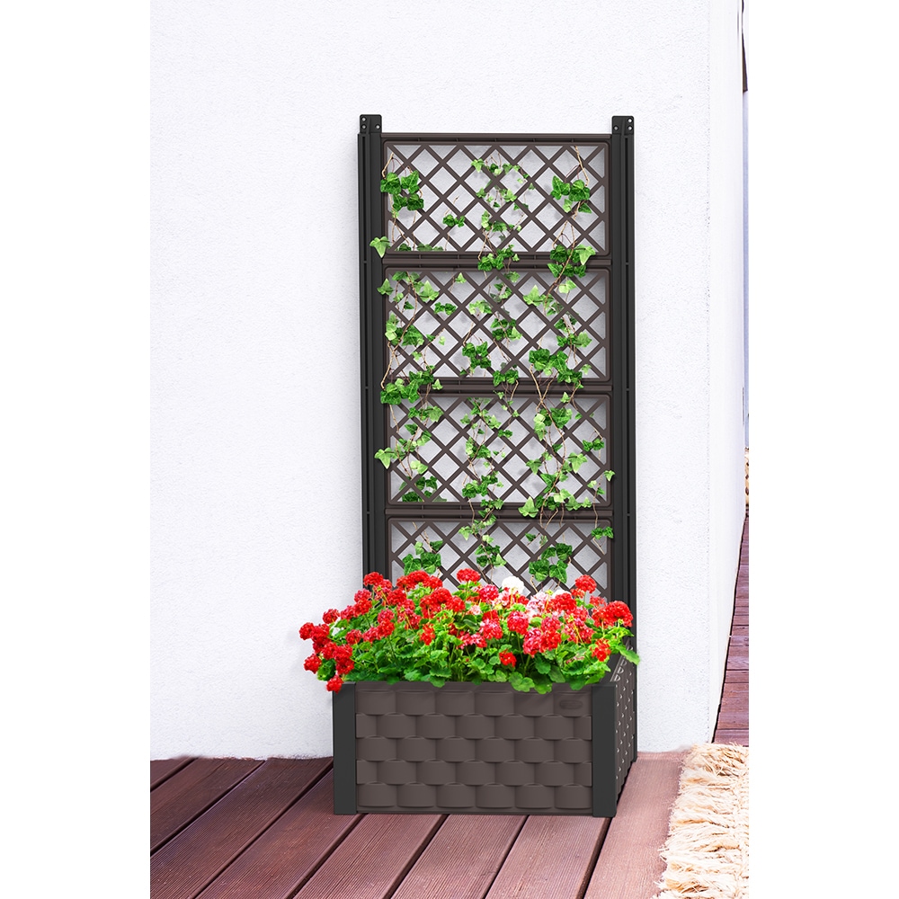 Jardiniera gradina DURAMAX Trellis 6 L, plastic, 55 x 55 x 131 cm, maro inchis