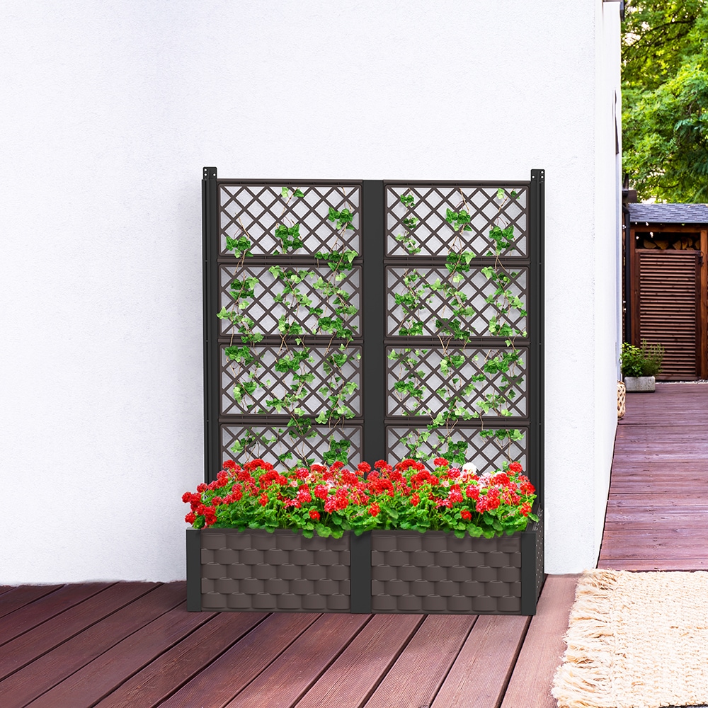 Jardiniera gradina DURAMAX Trellis 12 L, plastic, 110 x 55 x 121 cm, gri inchis