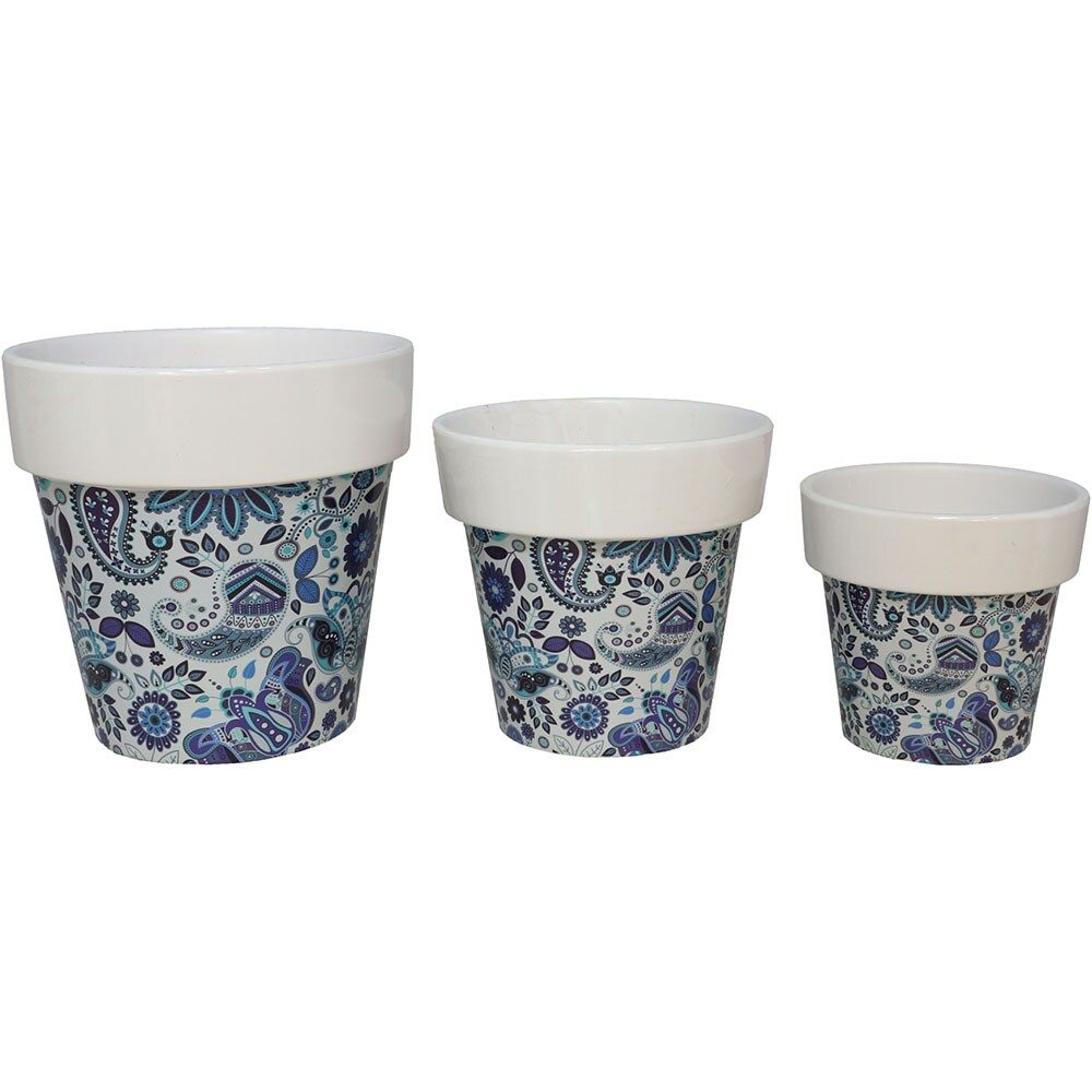 Set 3 ghivece flori DECOR B016743, ceramica, D 11/13/16, albastru