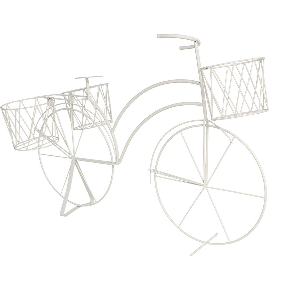 Decoratiune gradina Bicicleta, 78 x 42 x 54 cm, alb