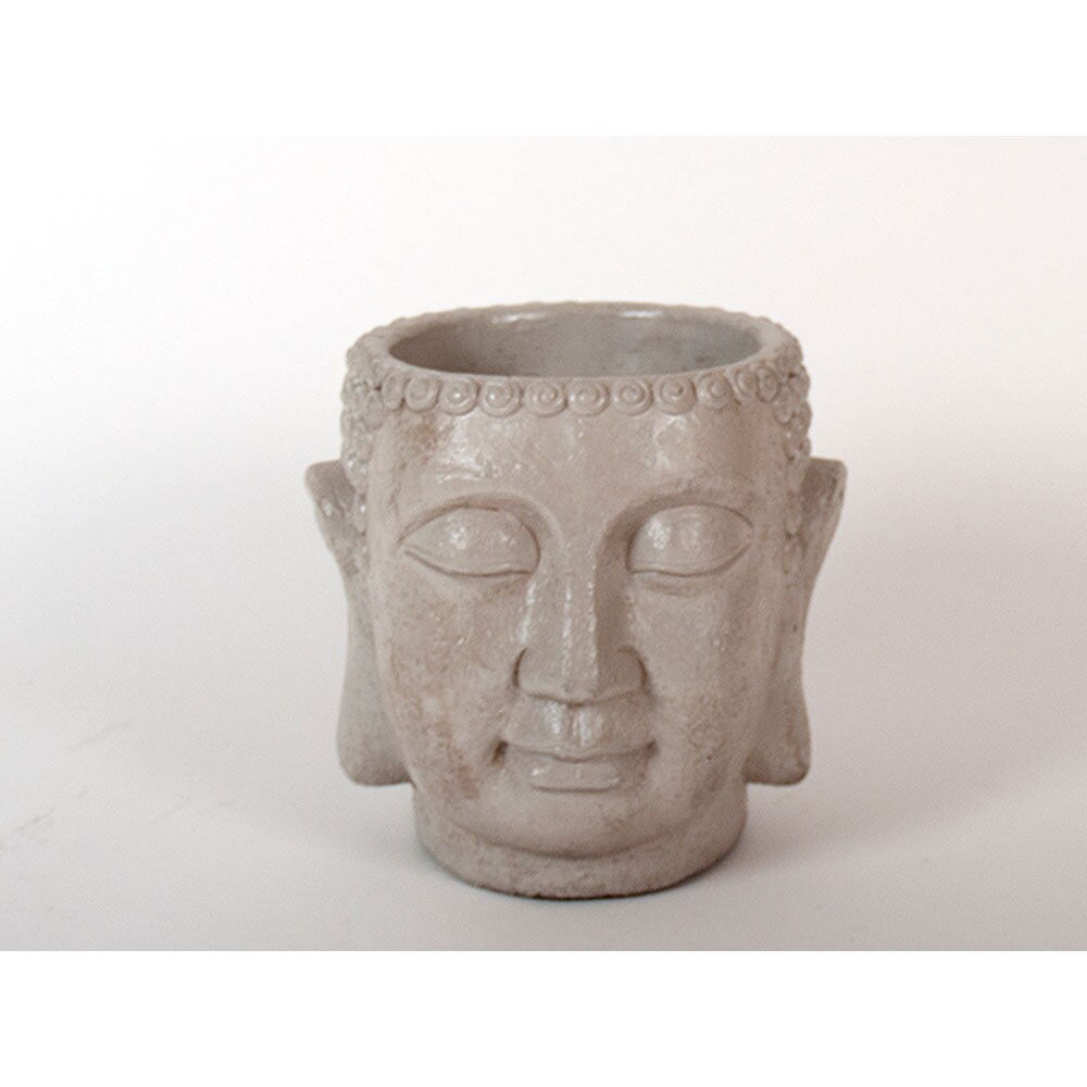 Ghiveci flori DECOR Buddha, compozit, 23 x 23 x 22.5 cm, gri