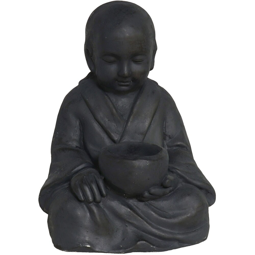 Decoratiune gradina Buddha, 23 x 28 x 37 cm, negru