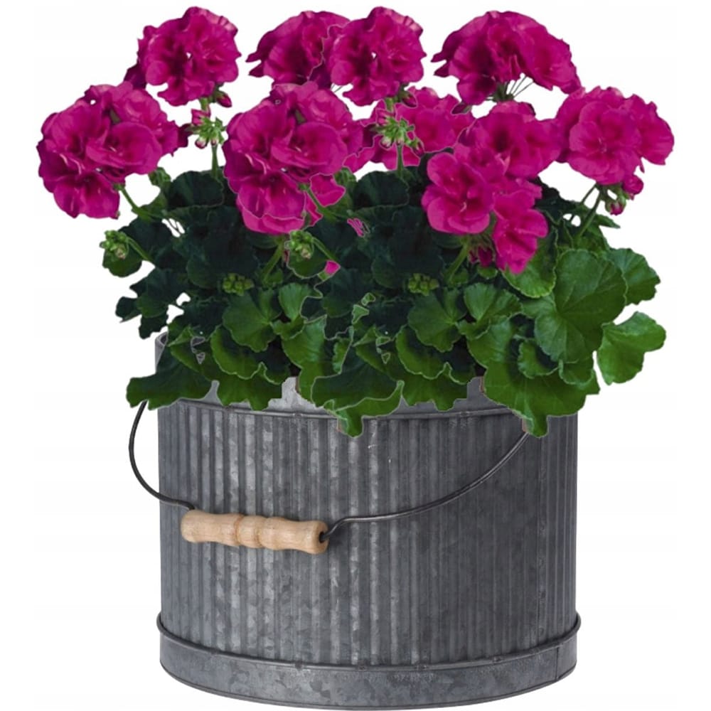 Set 3 ghivece flori KI FZ3000920, metal-lemn, D 25 cm, D 22 cm, D 19 cm, gri cenusiu