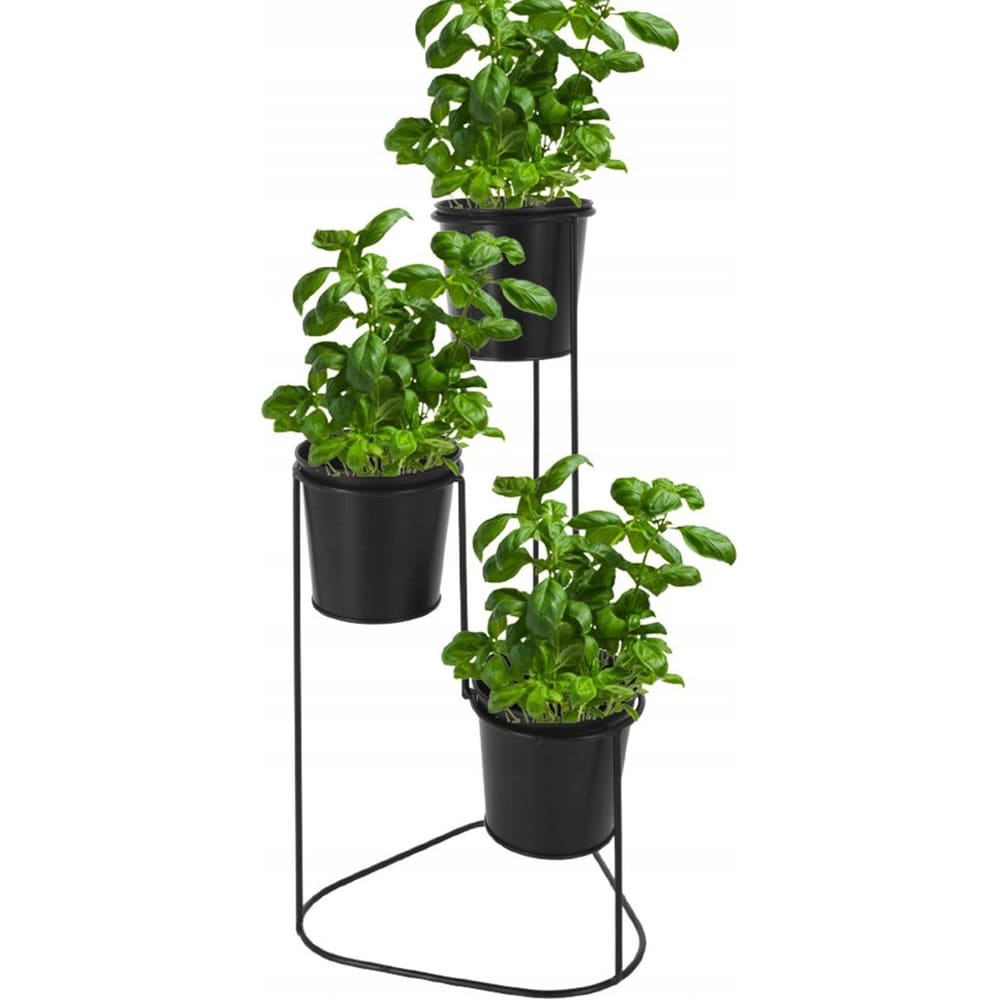 Suport ghiveci flori KI QD1000540, metal, 23.5 x 22 x 46.5 cm, negru