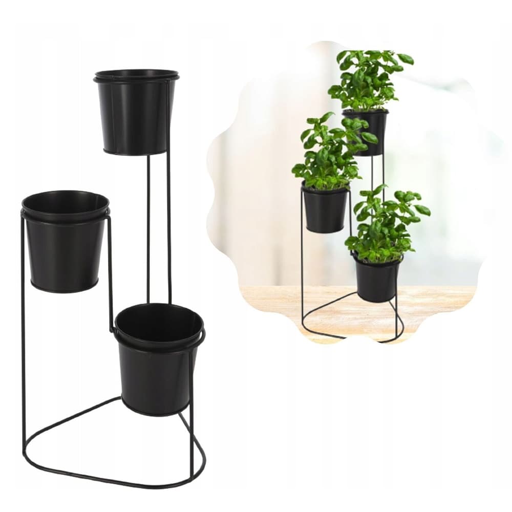 Suport ghiveci flori KI QD1000540, metal, 23.5 x 22 x 46.5 cm, negru