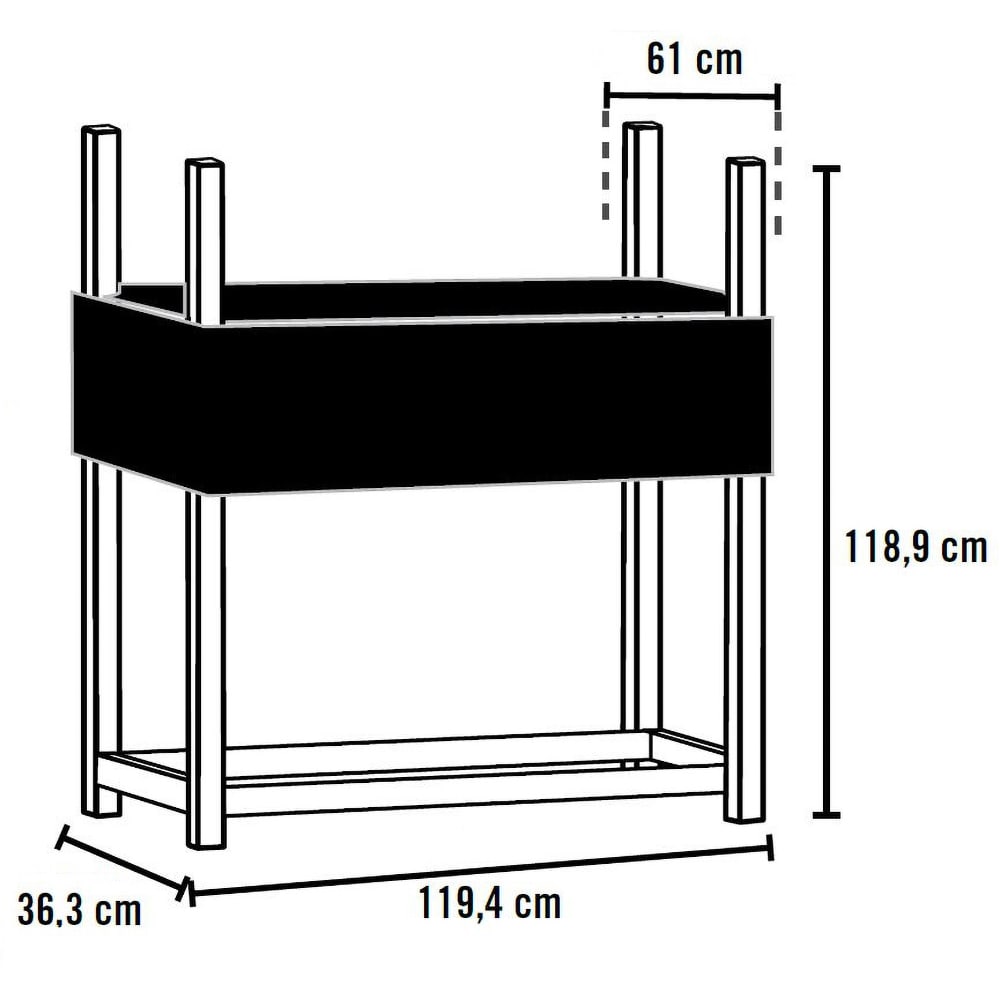 Suport lemne SHELTER LOGIC, metal, 120 x 36 x 119 cm, negru
