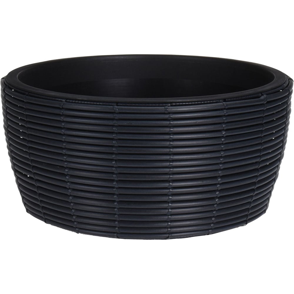 Set 2 ghivece flori KI VN8000100, poliratan, D44 cm, D 36 cm, negru