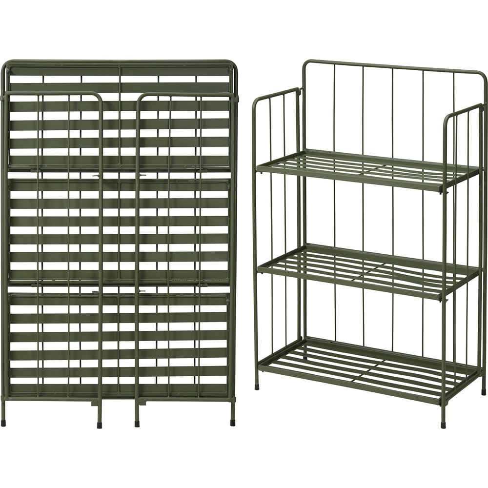 Suport ghiveci flori KI X71000150, metal, 58 x 27 x 90 cm, verde