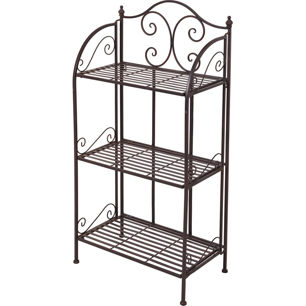 Suport ghiveci flori KI X77000030, metal, 48 x 27 x 96 cm, maro