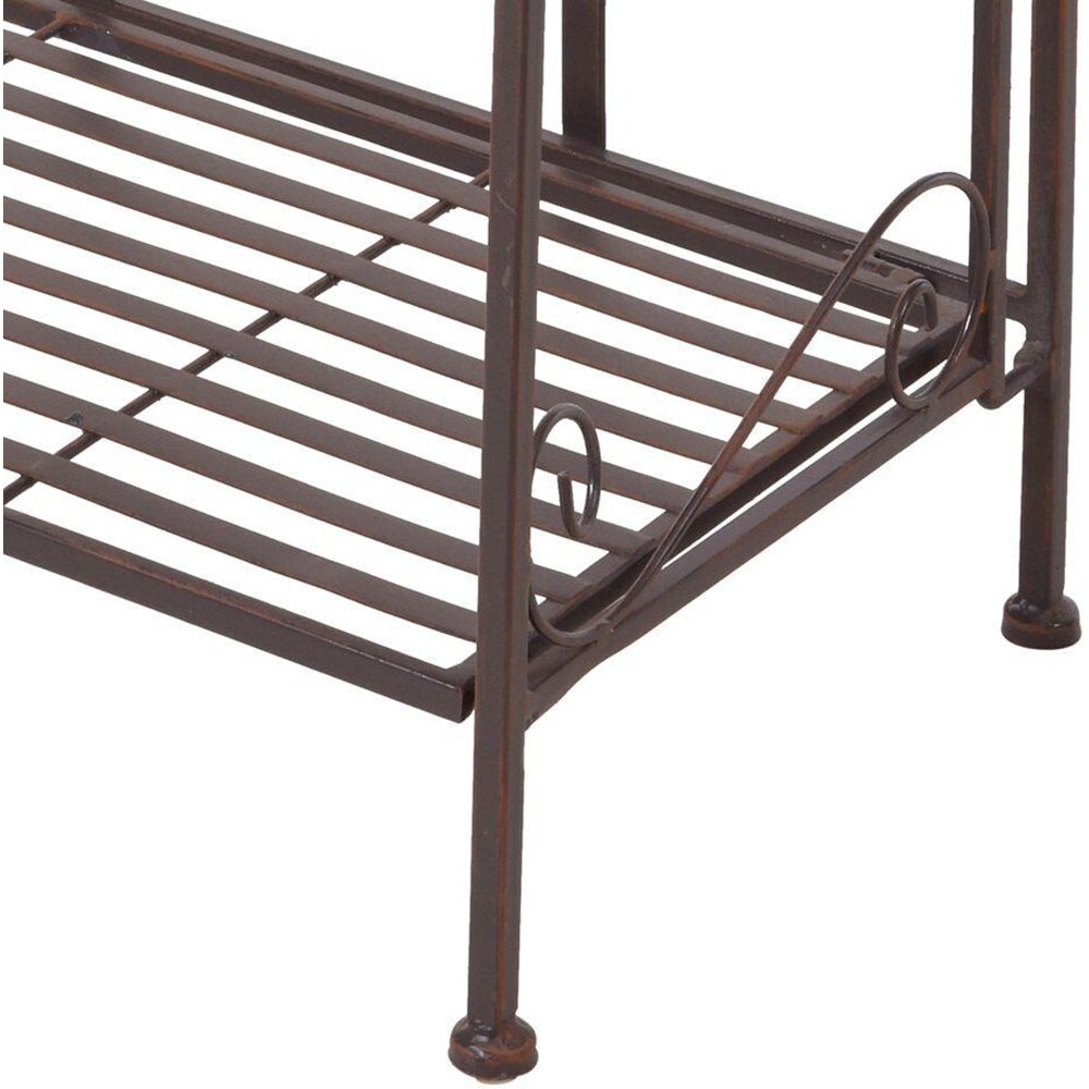 Suport ghiveci flori KI X77000030, metal, 48 x 27 x 96 cm, maro