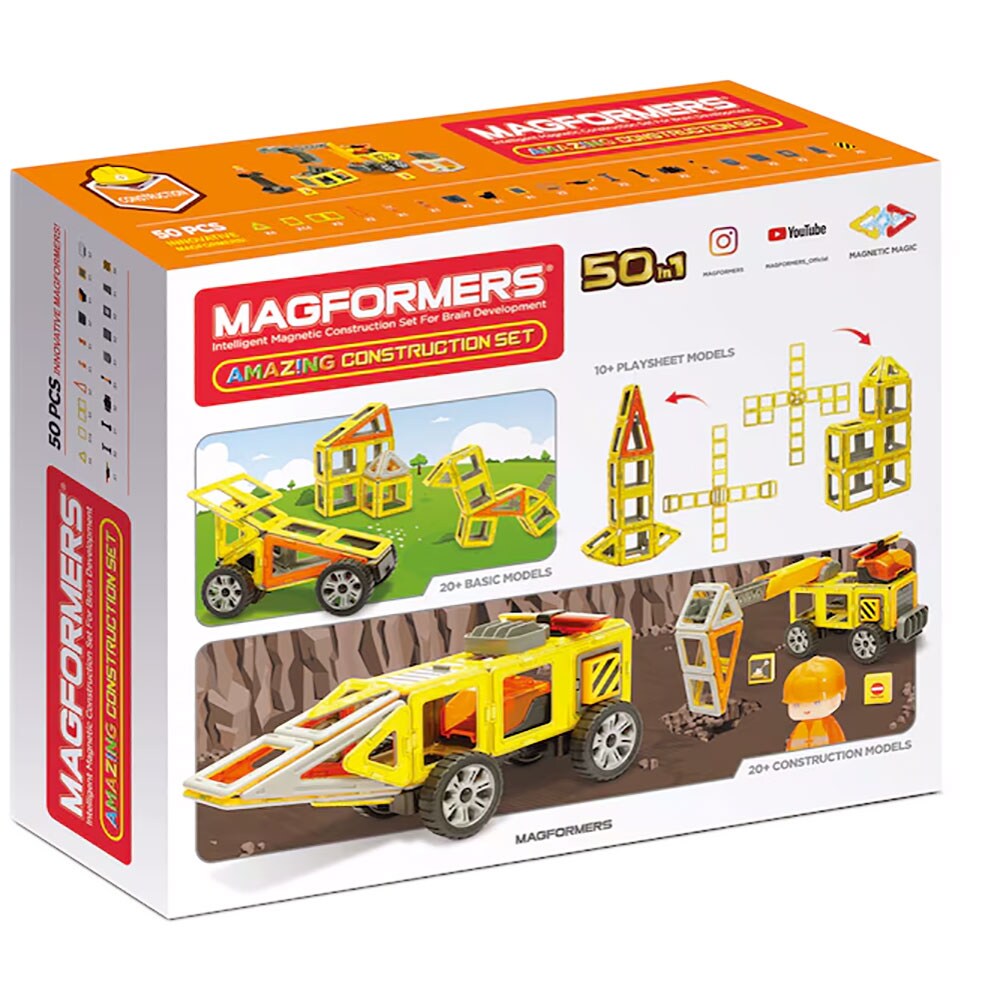 Joc constructie MAGFORMERS Amazing Construction MGF0045, 3 ani+, 50 piese