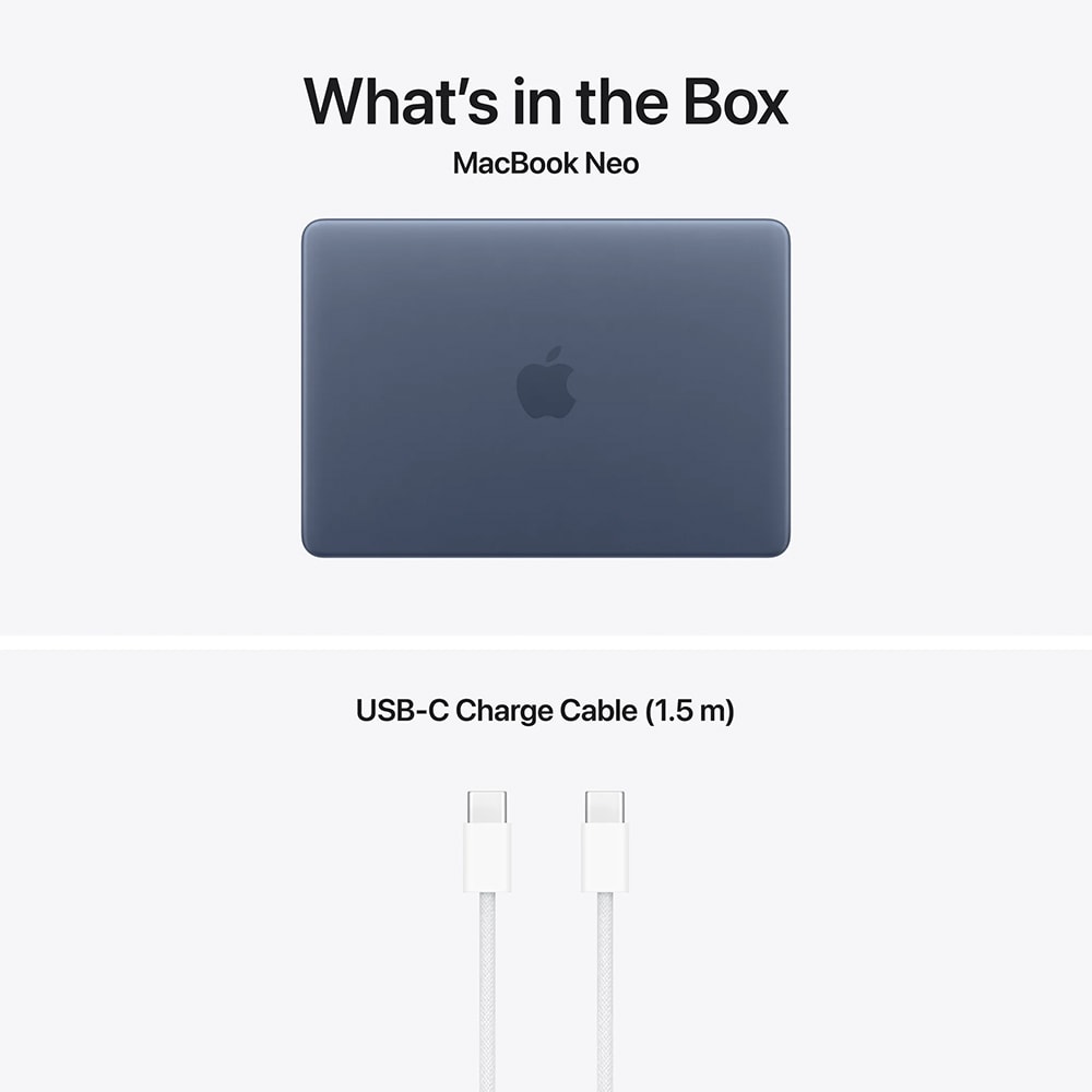 Laptop APPLE MacBook Neo 13 mhff4ro/a, Apple A18 6-core CPU, 13" Retina Display, 8GB, SSD 256GB, 5-core GPU, macOS Tahoe, Indigo - Tastatura layout INT