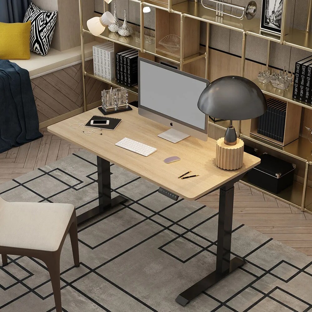 Birou Loctek, 120 x 60 x 55-89 cm, bej-negru