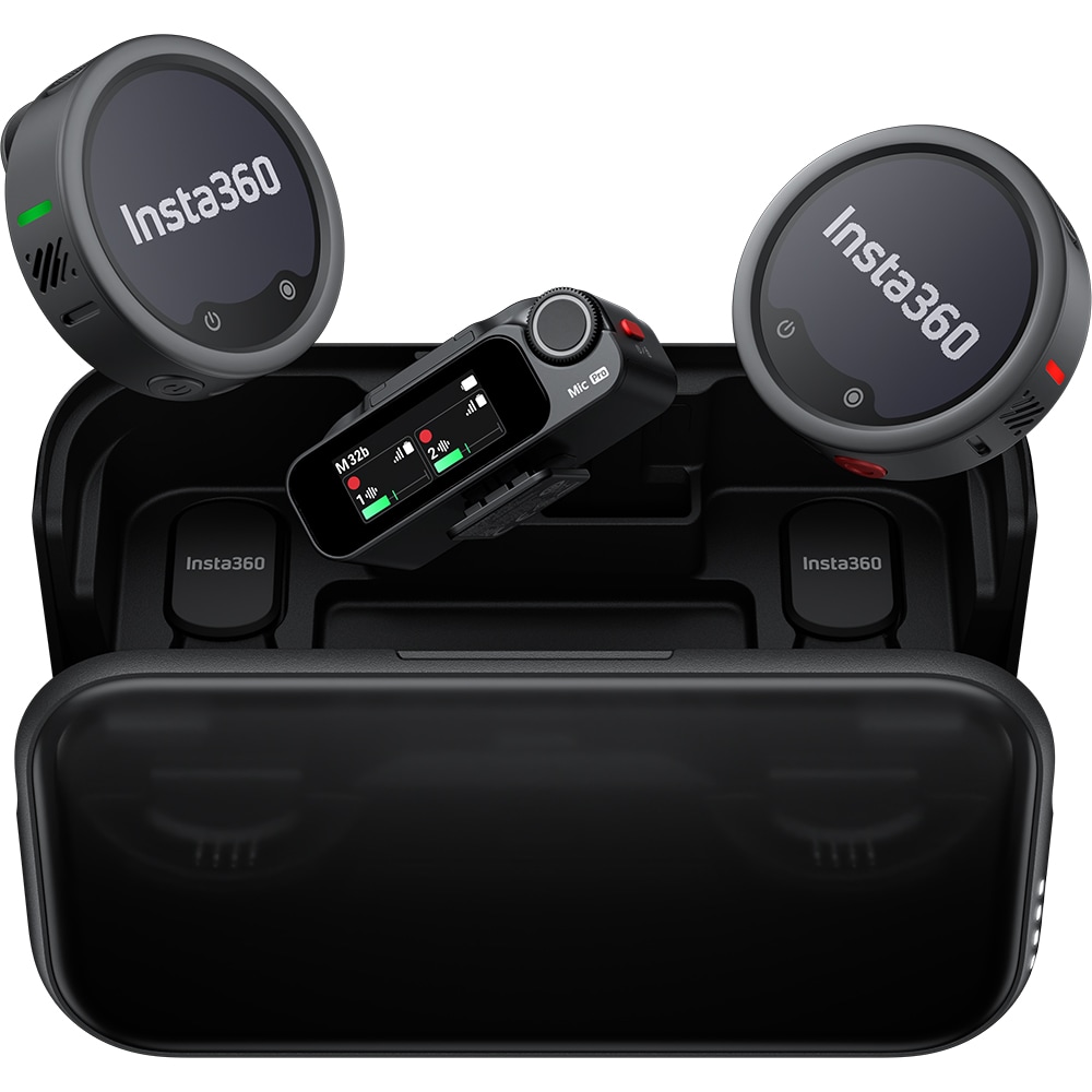 Microfon INSTA360 Mic Pro (2 TX + 1 RX), negru