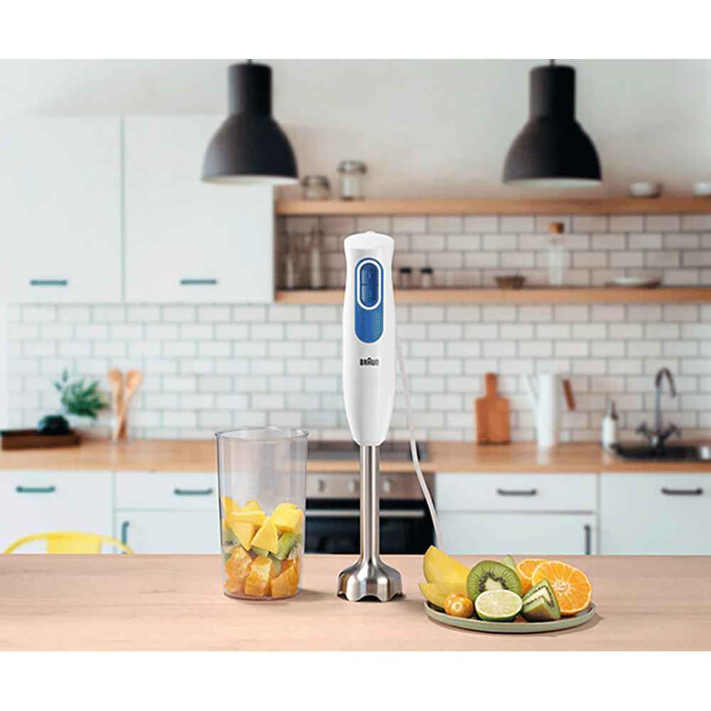 Mixer vertical BRAUN MQ20.001M, 0.6l, 600W, 2 trepte viteza, alb-albastru