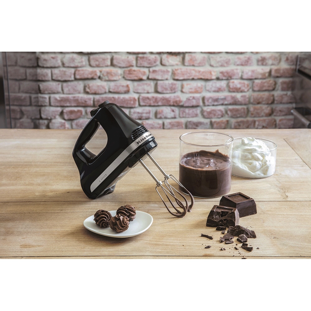 Mixer de mana KITCHENAID Classic 5KHM5110EOB, 85W, 5 trepte viteza, negru lucios-argintiu
