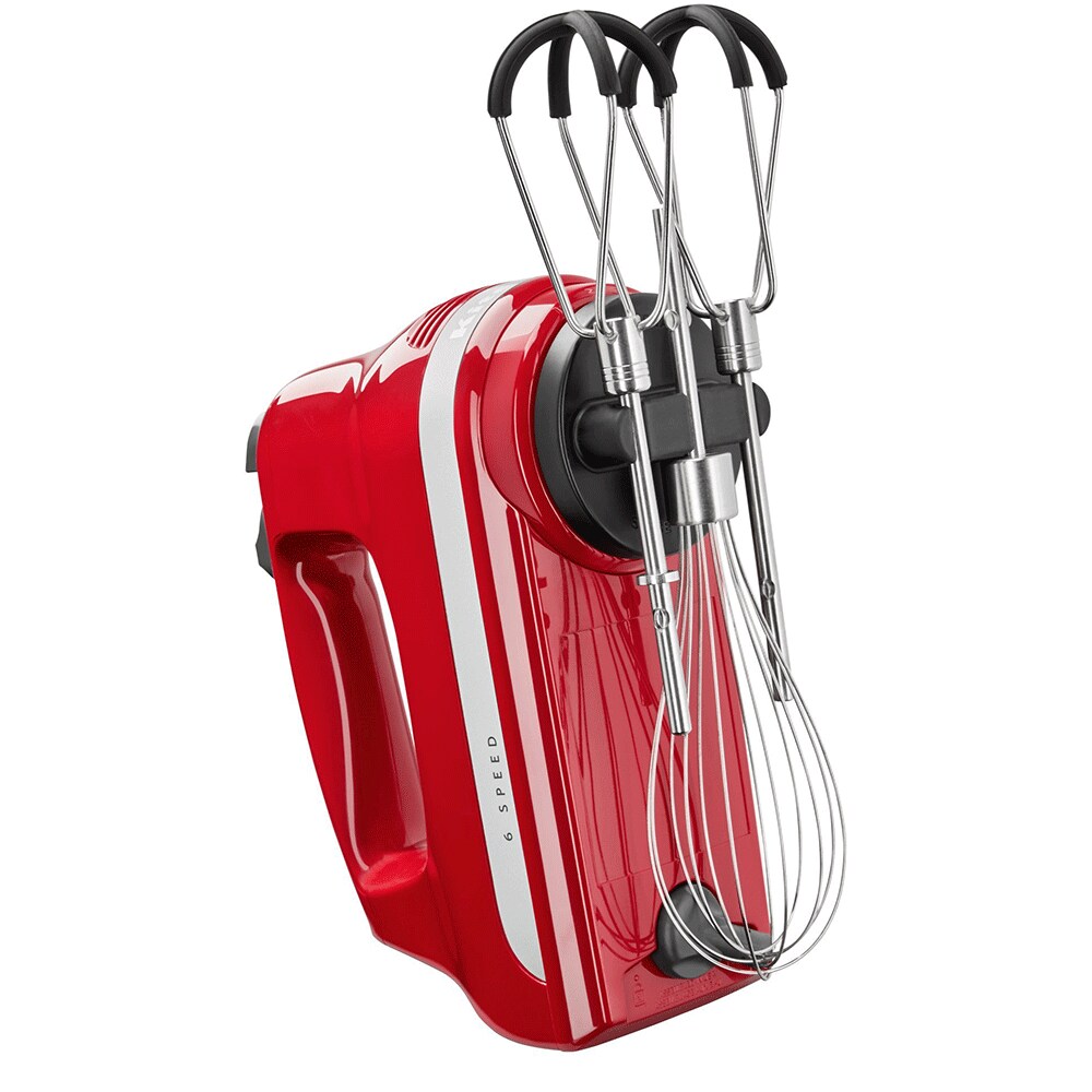 Mixer de mana KITCHENAID 5KHM6118EER, 60W, 6 trepte viteza, rosu-argintiu