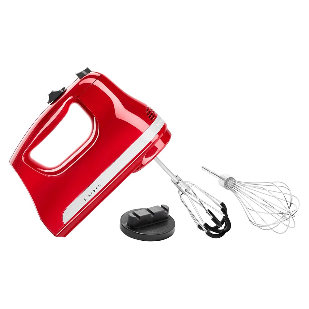 Mixer de mana KITCHENAID 5KHM6118EER, 60W, 6 trepte viteza, rosu-argintiu