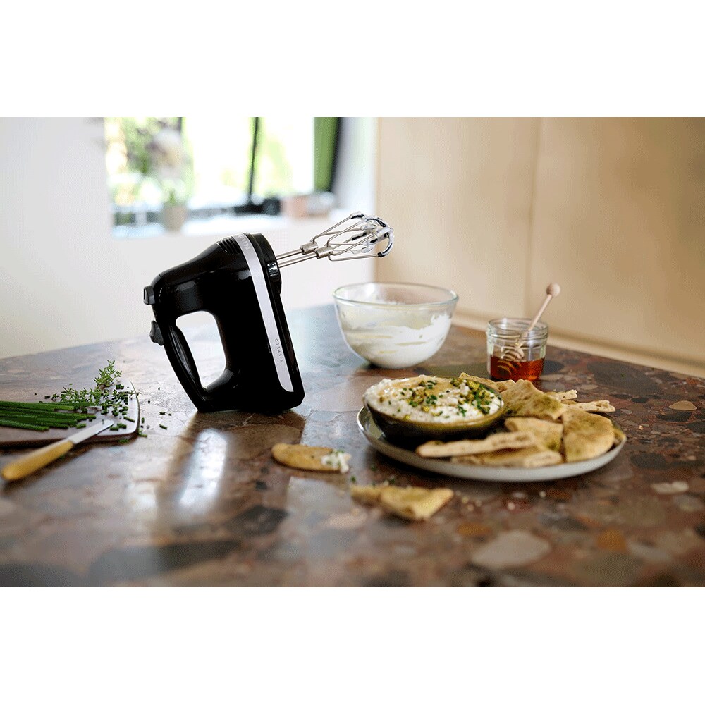 Mixer de mana KITCHENAID 5KHM6118EOB, 60W, 6 trepte viteza, negru lucios-argintiu