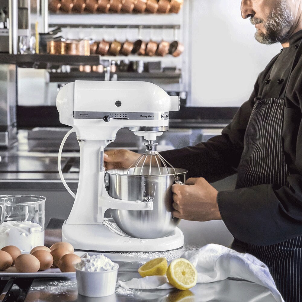 Mixer cu bol KITCHENAID Professional Heavy Duty 5KPM5EWH, 4.8l, 315W, 10 trepte viteza, alb-argintiu 
