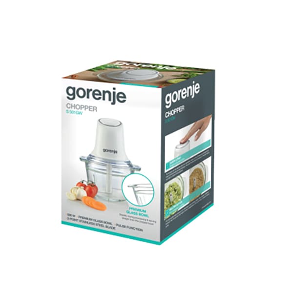 Mini tocator GORENJE S501GW, 1l, 500W, 1 treapta viteza, alb