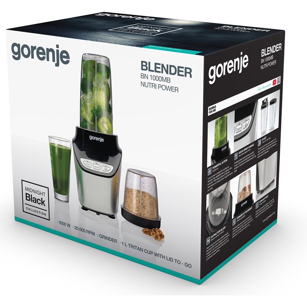Blender GORENJE BN1000MB, 1l, 1000W, 2 trepte viteza, argintiu-negru