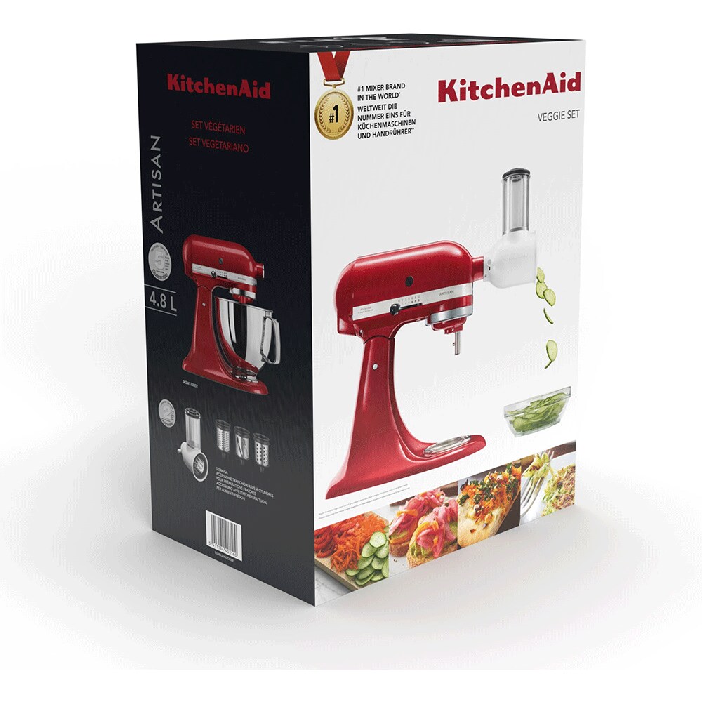 Mixer cu bol KITCHENAID Model 125 BUNDLEVEGGIEER, 4.8l, 300W, 10 trepte viteza, rosu-argintiu