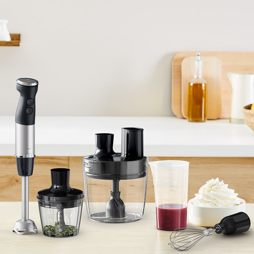 Mixer vertical TEFAL Quickchef+ HB67G830, 0.8l, 1000W, 20 trepte viteza, negru-argintiu