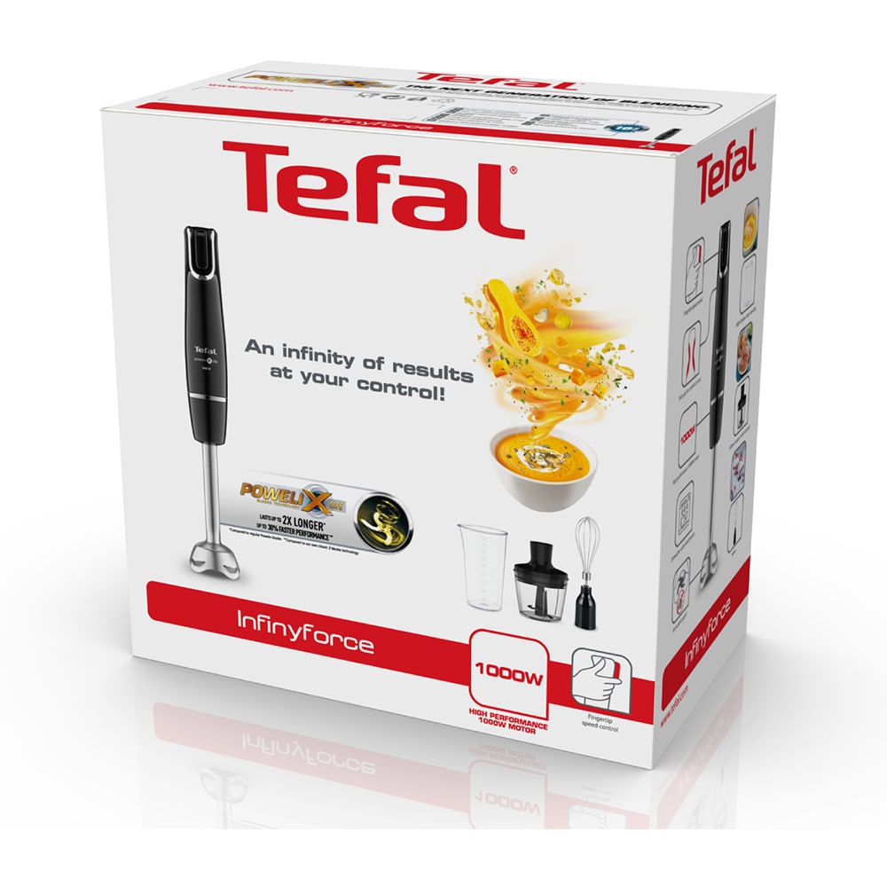 Mixer vertical TEFAL InfinyForce HB943838, 0.8l, 1000W, viteza variabila, negru-argintiu