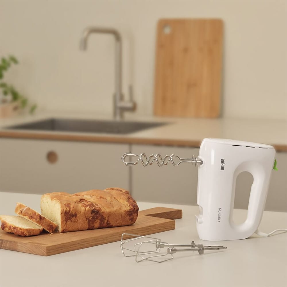 Mixer de mana BRAUN MultiMix 1 HM 1110 WH, 450W, 4 trepte viteza, alb-verde