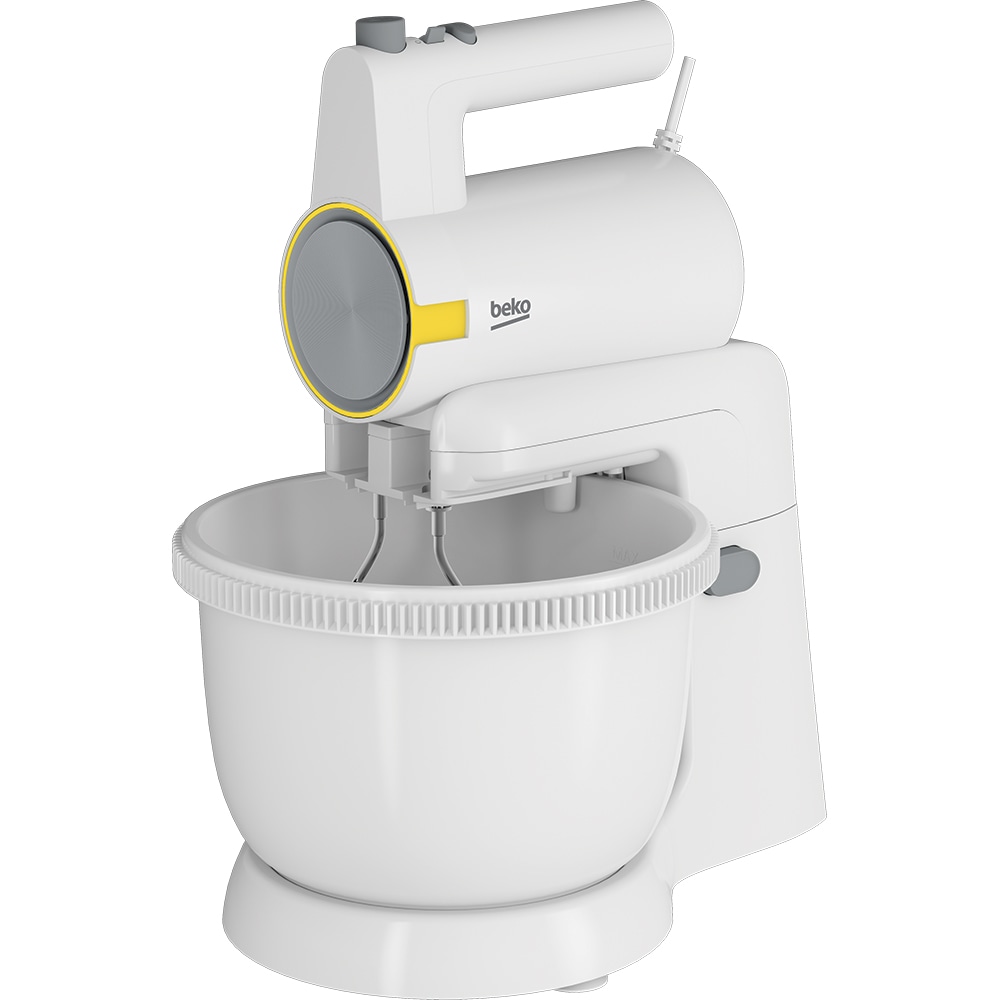 Mixer cu bol BEKO HMM62444W, 3l, 425W, 5 trepte viteza, alb-gri