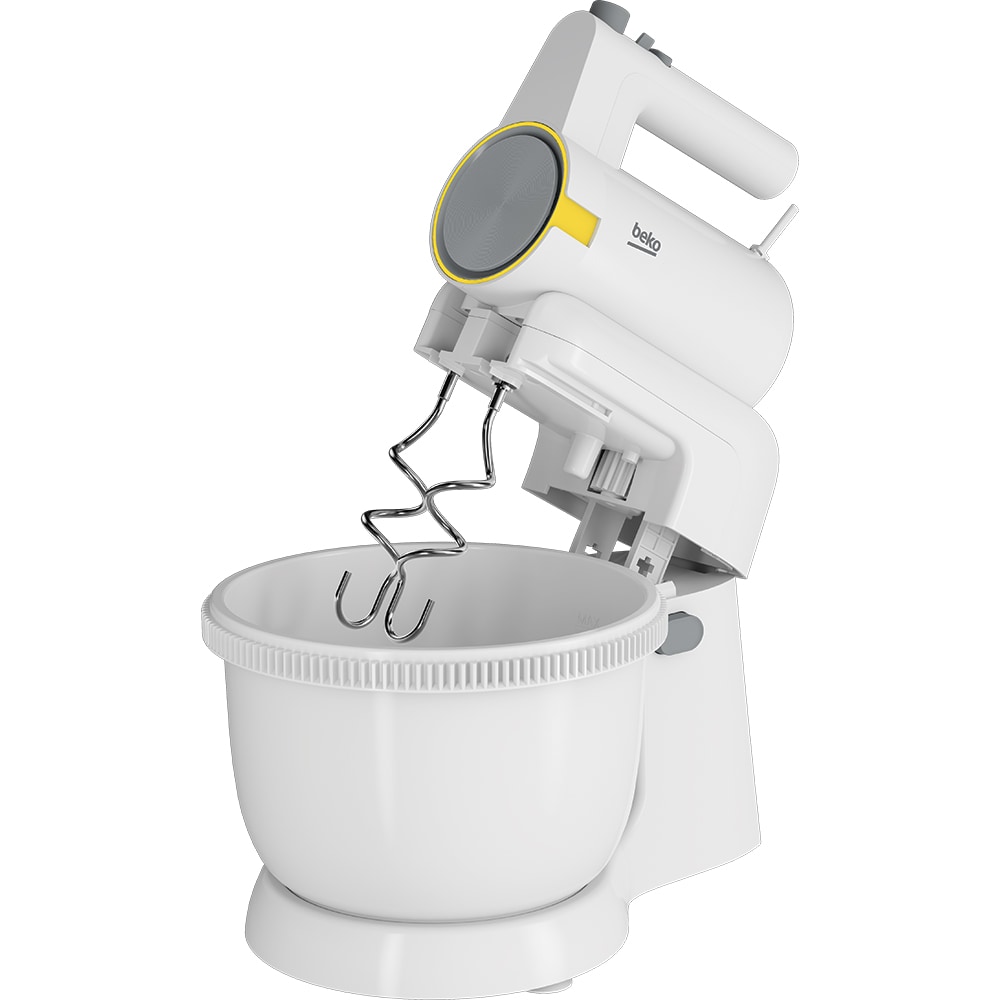 Mixer cu bol BEKO HMM62444W, 3l, 425W, 5 trepte viteza, alb-gri