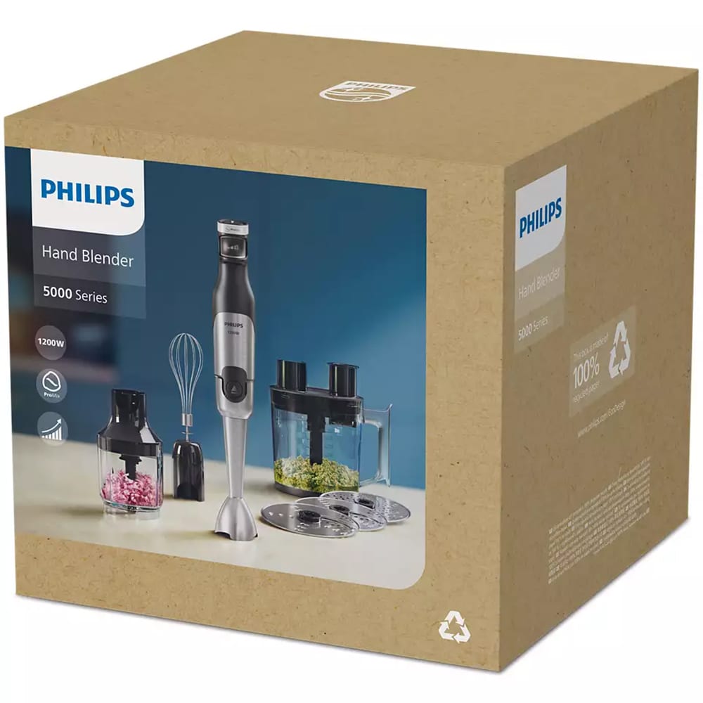 Mixer vertical PHILIPS Seria 5000 HR2685/00, 1.7l, 1200W, 2 trepte viteza, negru-argintiu