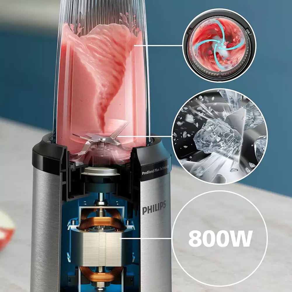 Blender PHILIPS Seria 5000 HR2764/00, 0.7l, 800W, 1 treapta viteza, argintiu-negru