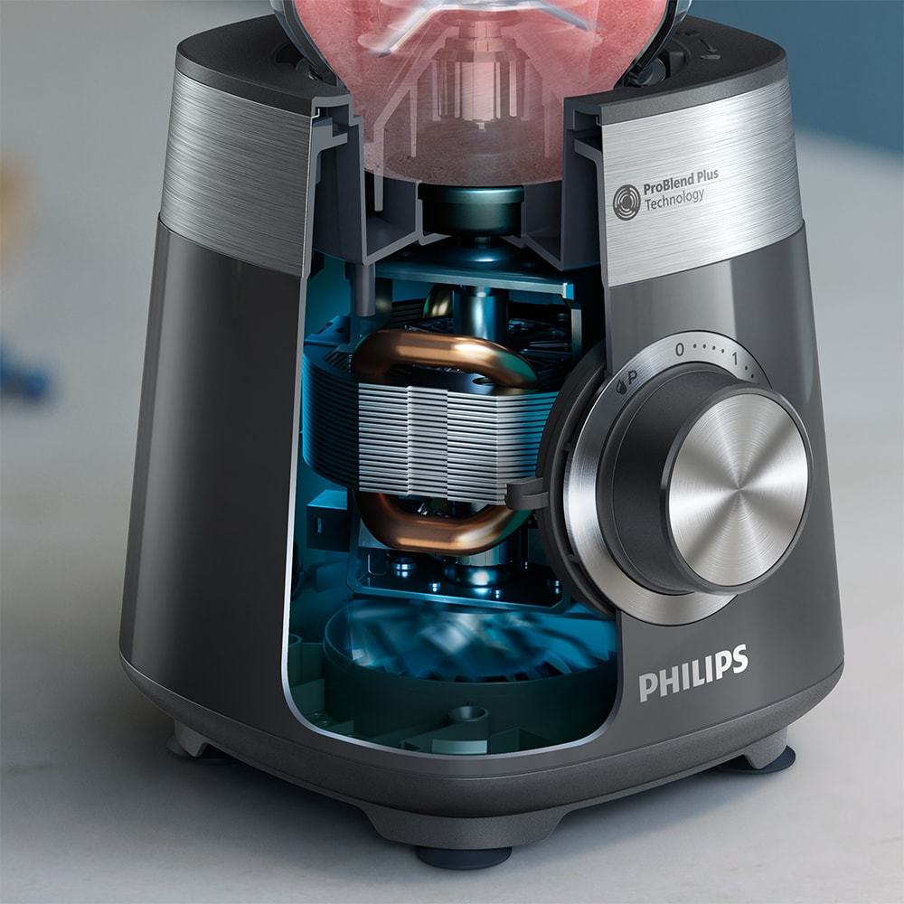 Blender PHILIPS Seria 5000 HR3020/20, 2l, 1000W, 3 trepte viteza, gri inchis-argintiu