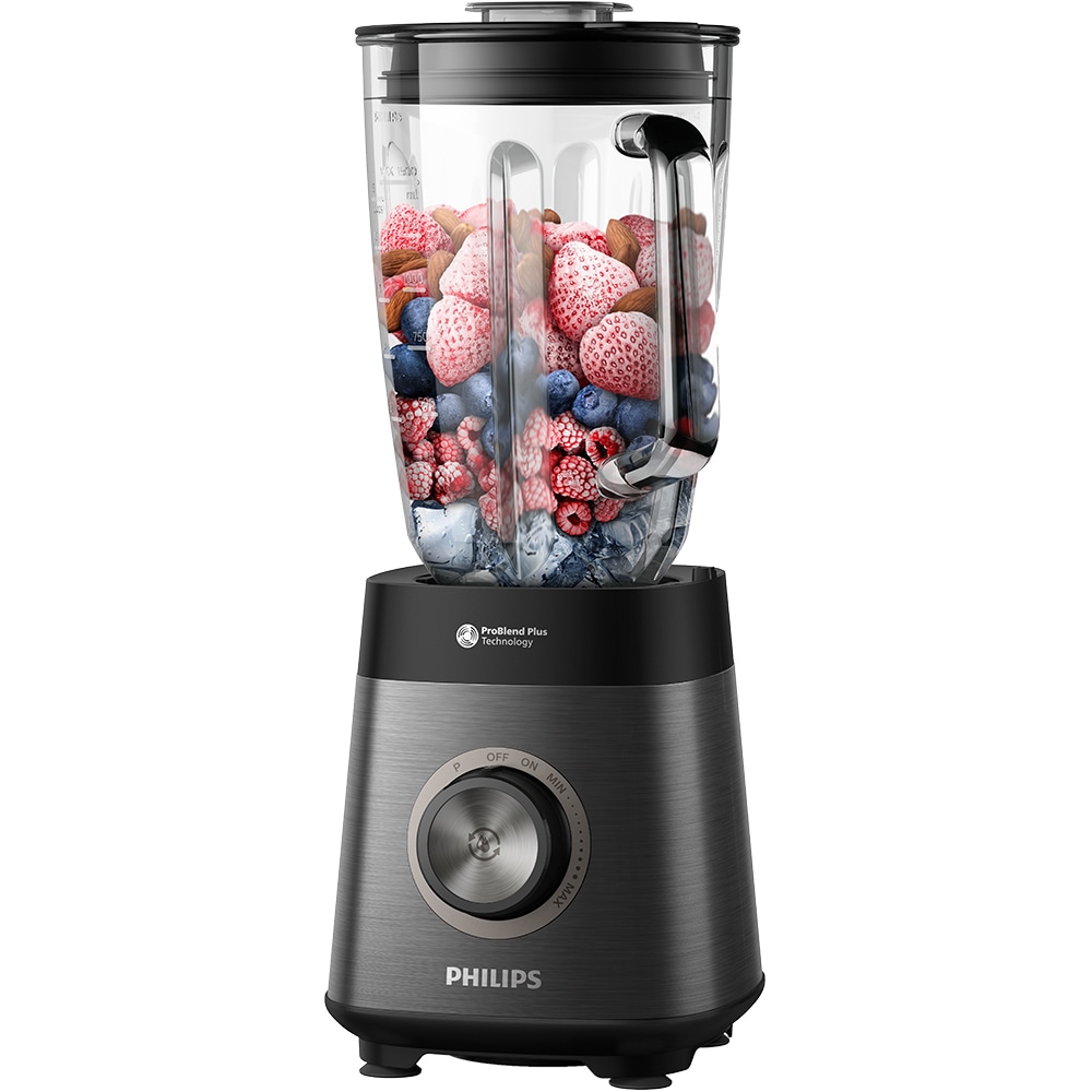 Blender PHILIPS Seria 5000 HR3041/00, 2l, 1200W, viteza variabila, argintiu inchis-negru