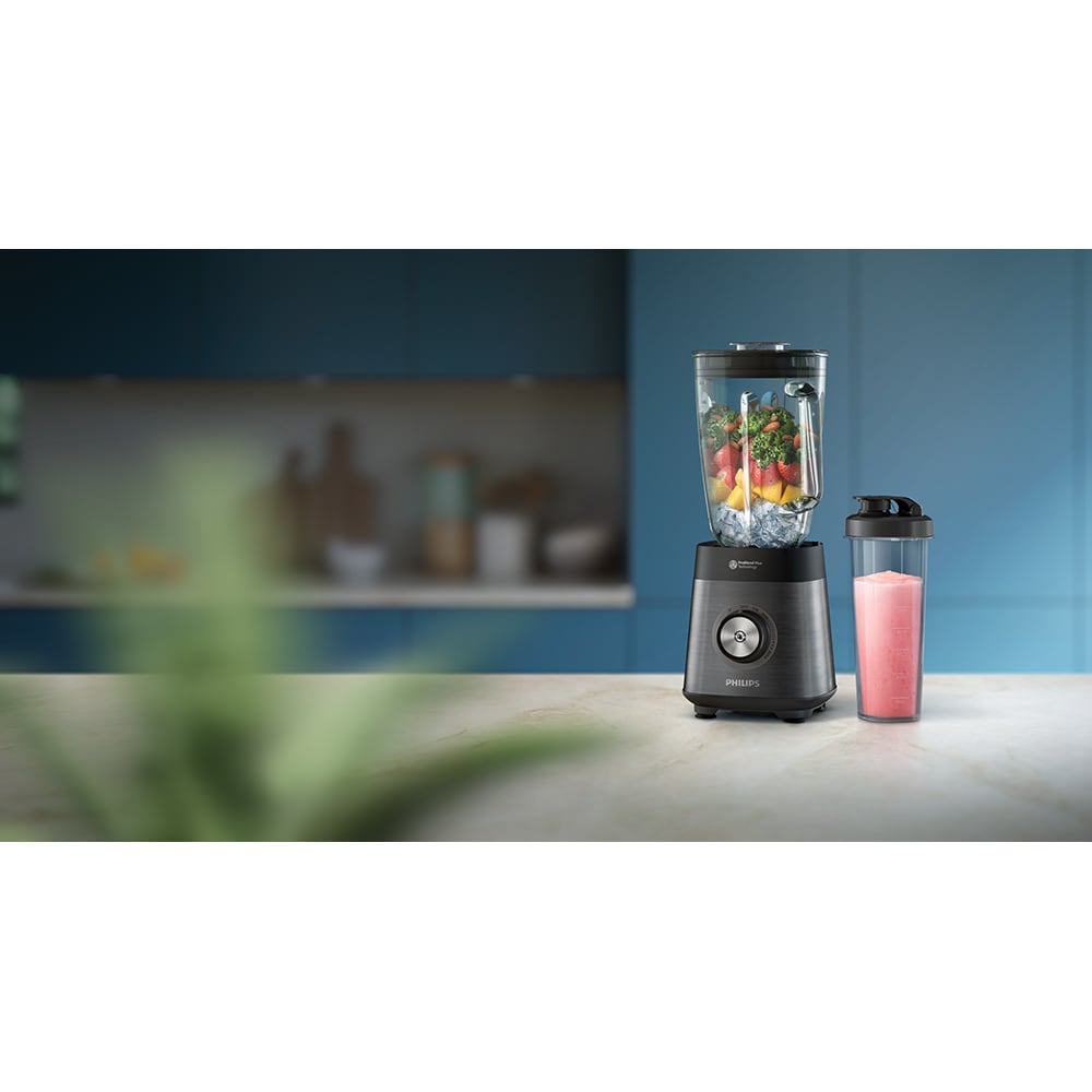 Blender PHILIPS Seria 5000 HR3041/00, 2l, 1200W, viteza variabila, argintiu inchis-negru