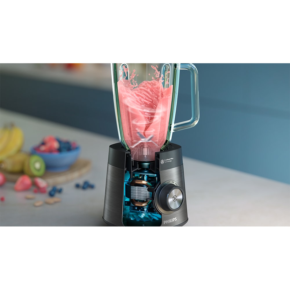 Blender PHILIPS Seria 5000 HR3041/00, 2l, 1200W, viteza variabila, argintiu inchis-negru