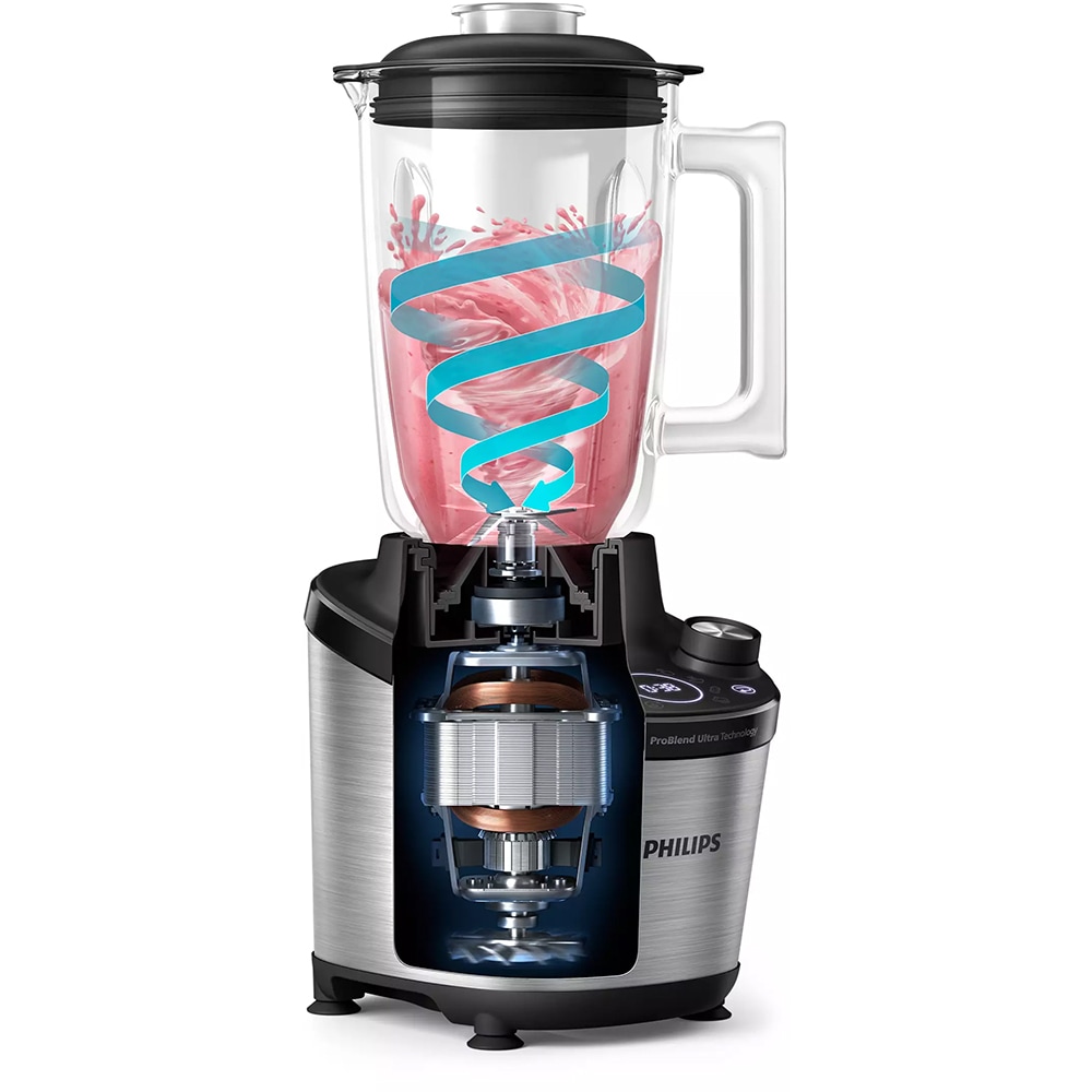 Blender PHILIPS Seria 7000 HR3760/00, 2l, 1500W, 12 trepte viteza, argintiu-negru