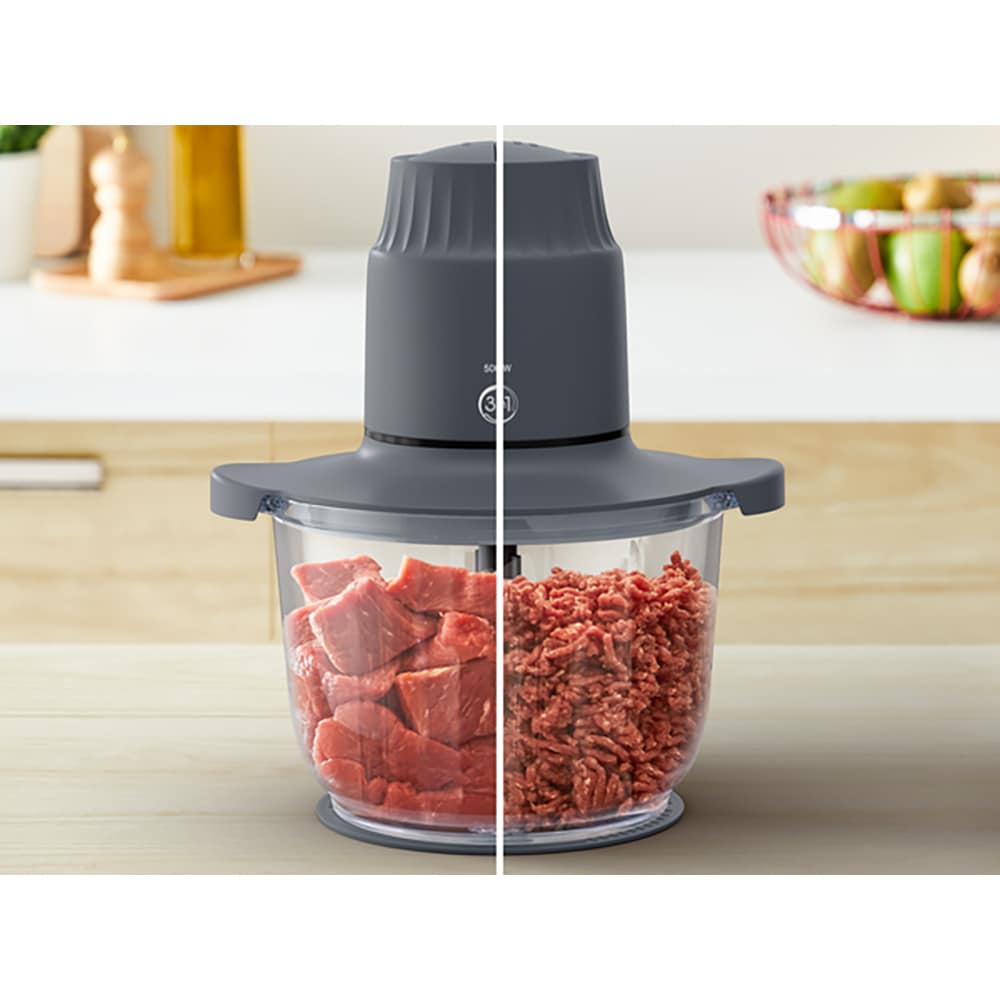 Mini tocator TEFAL Choppeo MB603138, 2l, 500W, 2 trepte viteza, gri inchis