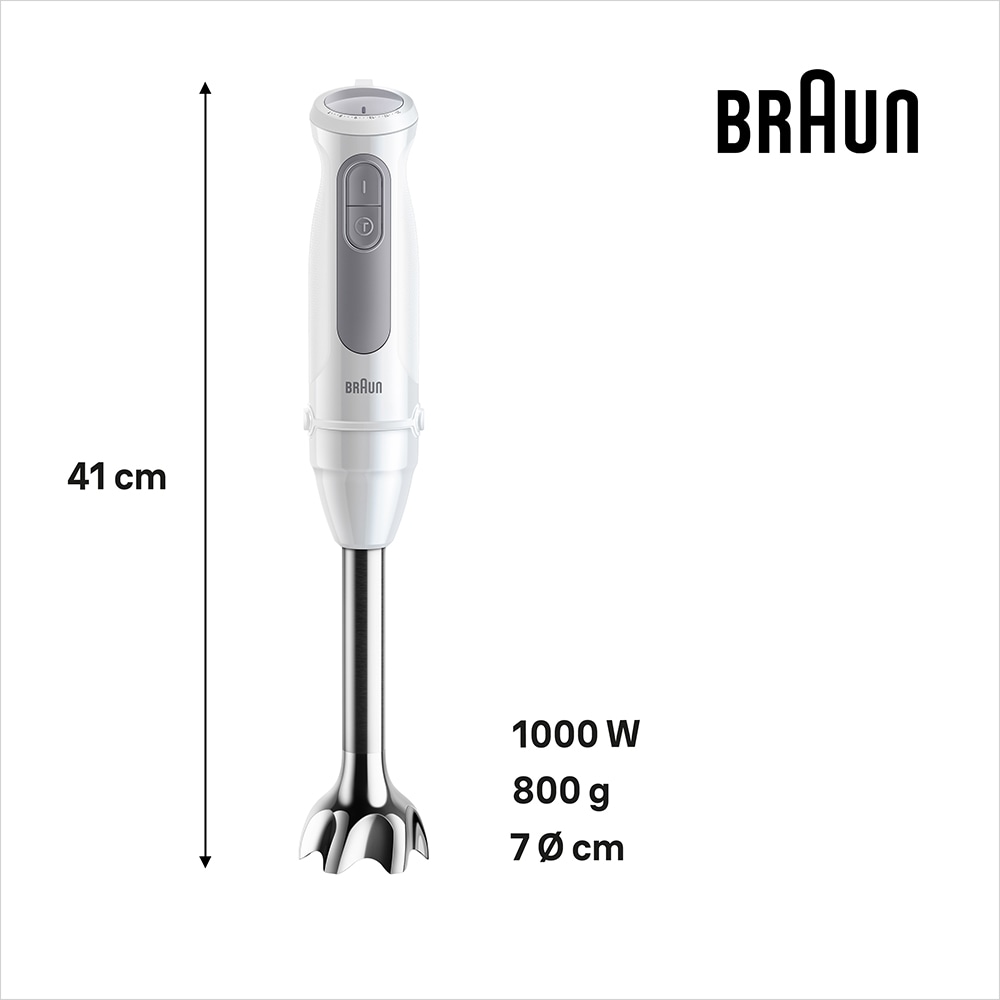 Mixer vertical BRAUN MQ50201M, 0.6l, 1000W, 21 trepte viteza, alb-gri