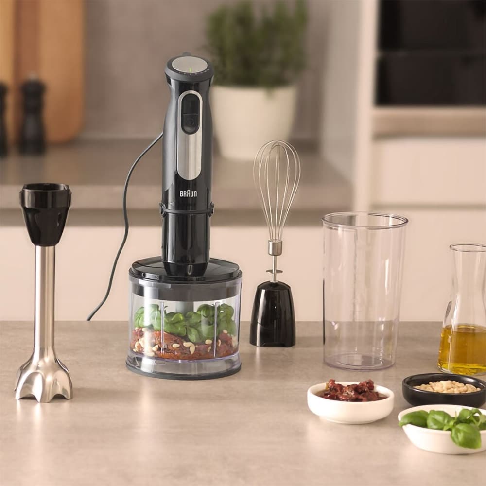 Mixer vertical BRAUN MultiQuick 5 Pro MQ55236M, 0.6l, 1000W, 25 trepte viteza, negru-argintiu