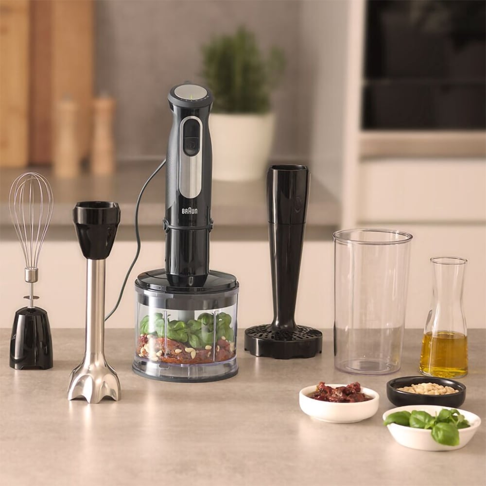 Mixer vertical BRAUN MultiQuick 5 Pro MQ55307M, 0.6l, 1000W, 25 trepte viteza, negru-argintiu