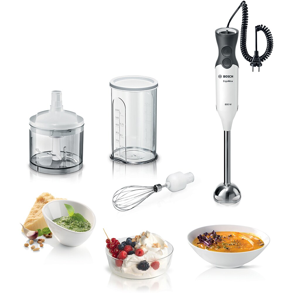 Mixer vertical BOSCH ErgoMixx MS6CA41H50, 0.5l, 800W, 12 trepte viteza, alb-negru