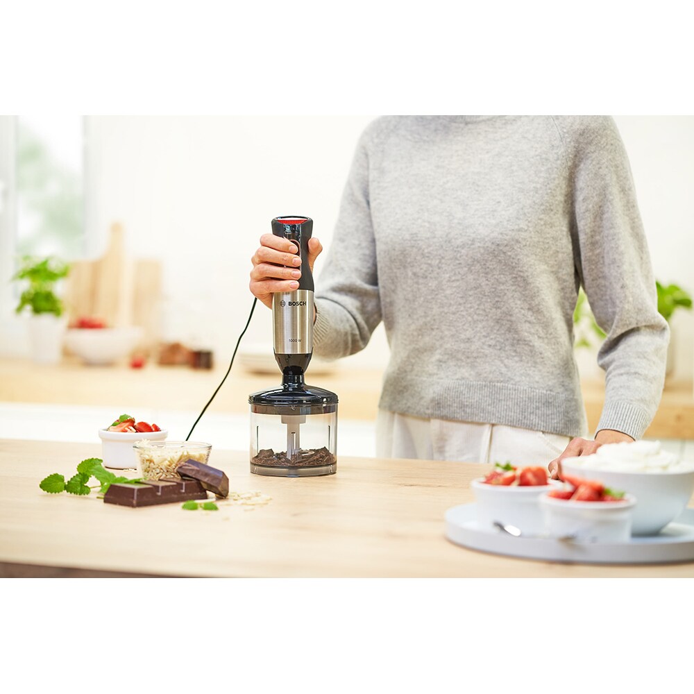 Mixer vertical BOSCH ErgoMixx MS6CM6157, 0.5l, 1000W, 12 trepte viteza, argintiu-negru